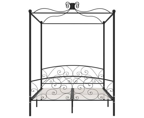Cadru de pat cu baldachin, negru, 180 x 200 cm, metal, 3 image