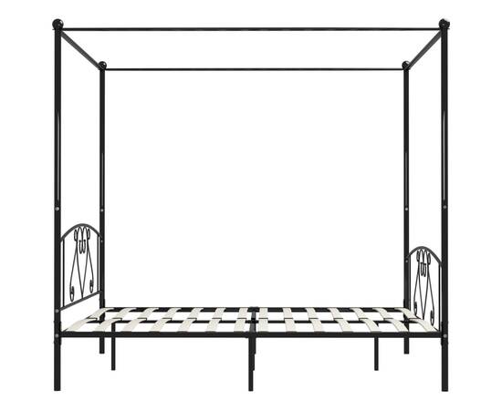 Cadru de pat cu baldachin, negru, 200 x 200 cm, metal, 4 image