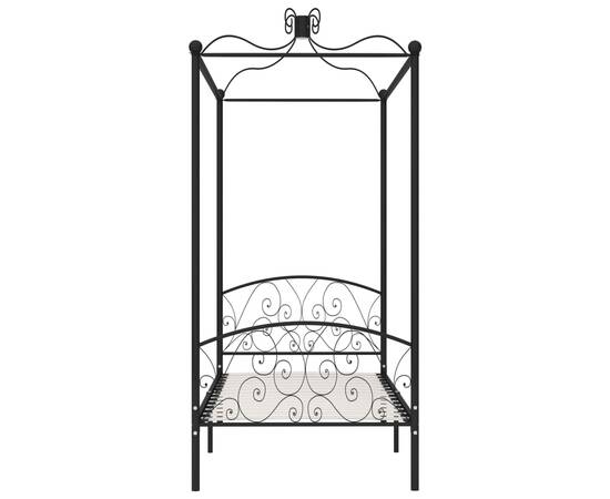 Cadru de pat cu baldachin, negru, 90 x 200 cm, metal, 3 image