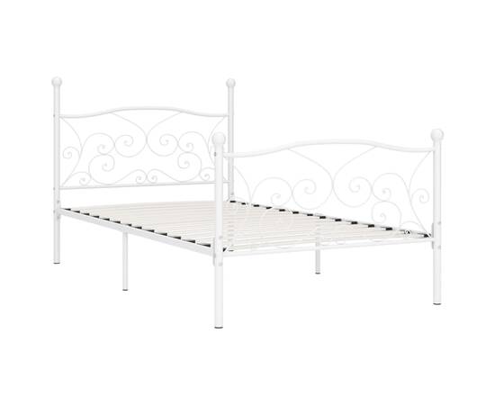 Cadru de pat cu bază din șipci, alb, 100 x 200 cm, metal, 2 image
