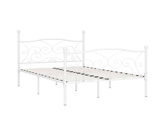 Cadru de pat cu bază din șipci, alb, 120 x 200 cm, metal, 2 image