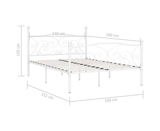 Cadru de pat cu bază din șipci, alb, 140 x 200 cm, metal, 5 image