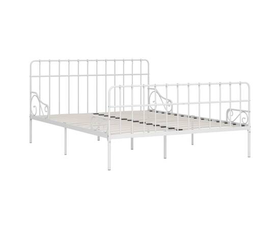 Cadru de pat cu bază din șipci, alb, 200 x 200 cm, metal, 2 image