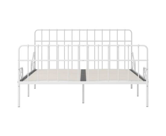 Cadru de pat cu bază din șipci, alb, 200 x 200 cm, metal, 3 image