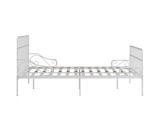 Cadru de pat cu bază din șipci, alb, 200 x 200 cm, metal, 4 image