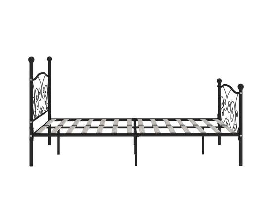 Cadru de pat cu bază din șipci, negru, 200 x 200 cm, metal, 4 image
