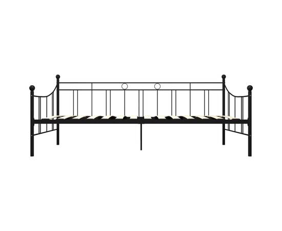 Cadru pat de zi, negru, 90 x 200 cm, metal, 4 image