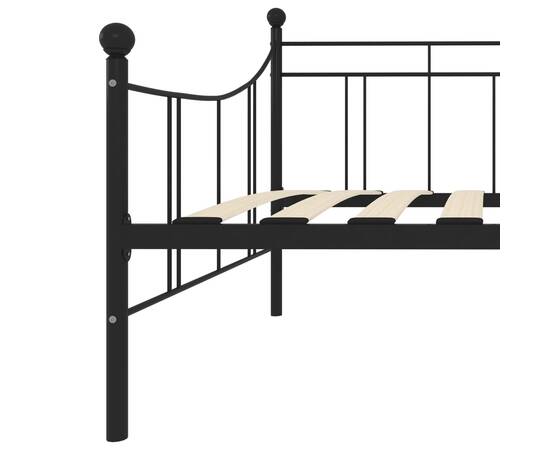 Cadru pat de zi, negru, 90 x 200 cm, metal, 6 image