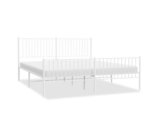 Cadru de pat metalic cu tăblie de cap/picioare, alb, 183x213 cm, 2 image