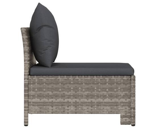Canapea de mijloc de grădină, cu pernă, gri, poliratan, 5 image