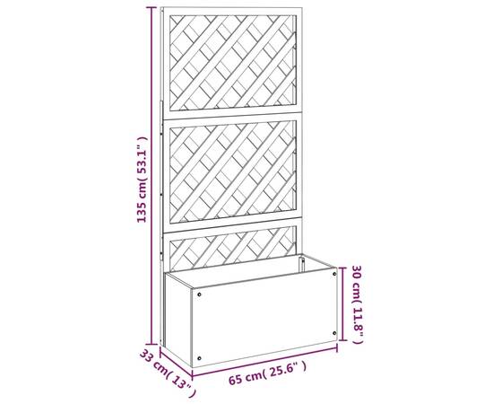 Jardiniere cu spalier, 2 buc., gri, 65x33x135 cm, wpc, 8 image