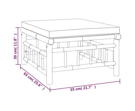 Set mobilier de grădină, cu perne alb crem, 4 piese, bambus, 10 image