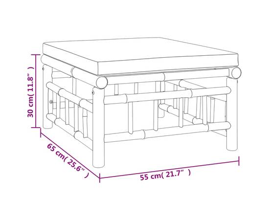 Set mobilier de grădină cu perne alb crem, 2 piese, bambus, 10 image