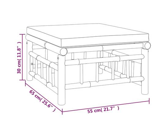 Set mobilier de grădină cu perne alb crem, 6 piese, bambus, 10 image