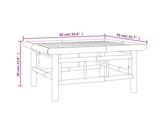 Set mobilier de grădină cu perne alb crem, 6 piese, bambus, 9 image