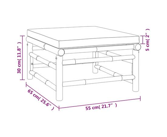 Set mobilier de grădină cu perne gri deschis, 6 piese, bambus, 10 image