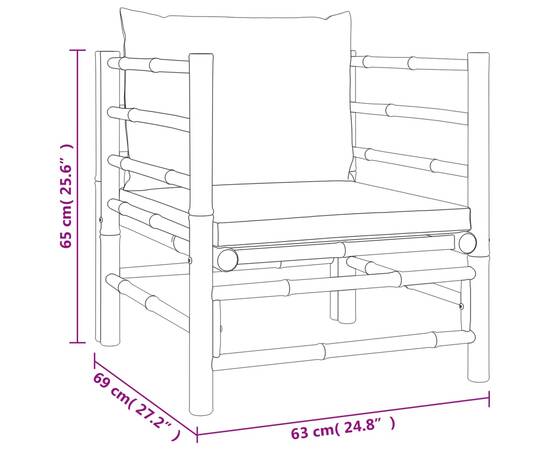 Set mobilier de grădină cu perne verzi, 12 piese, bambus, 11 image