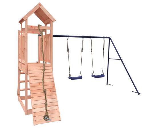 Căsuță de joacă cu leagăne perete cățărat, lemn masiv douglas, 3 image