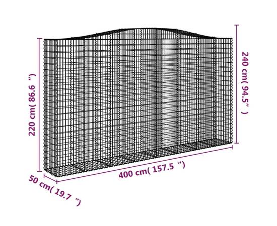 Coșuri gabion arcuite, 2 buc, 400x50x220/240cm, fier galvanizat, 6 image