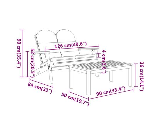 Set mobilier de grădină adirondack, 2 piese, lemn masiv acacia, 9 image