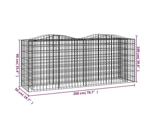 Strat înălțat cu gabion arcuit, 200x50x100 cm, fier galvanizat, 5 image