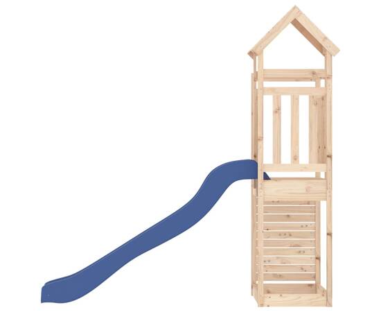 Căsuță de joacă cu tobogan și perete de cățărat, lemn masiv pin, 5 image