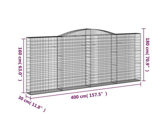 Coș gabion arcuit, 400x30x160/180 cm, fier galvanizat, 5 image