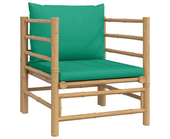 Set mobilier de grădină cu perne verzi, 5 piese, bambus, 5 image