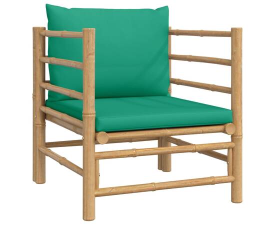 Set mobilier de grădină cu perne verzi, 7 piese, bambus, 7 image