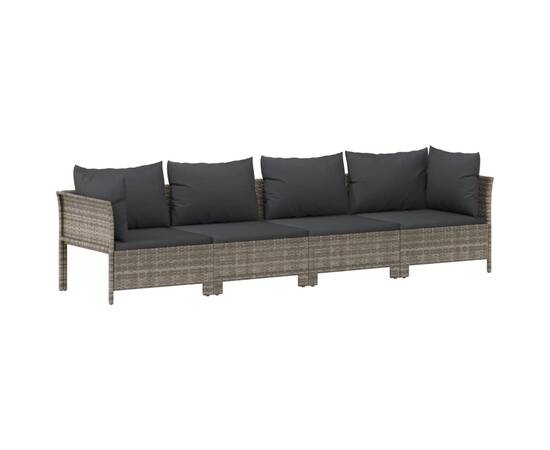 Set mobilier de grădină cu perne, 8 piese, gri, poliratan, 6 image