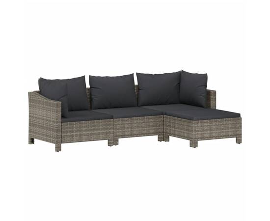 Set mobilier de grădină cu perne, 8 piese, gri, poliratan, 5 image