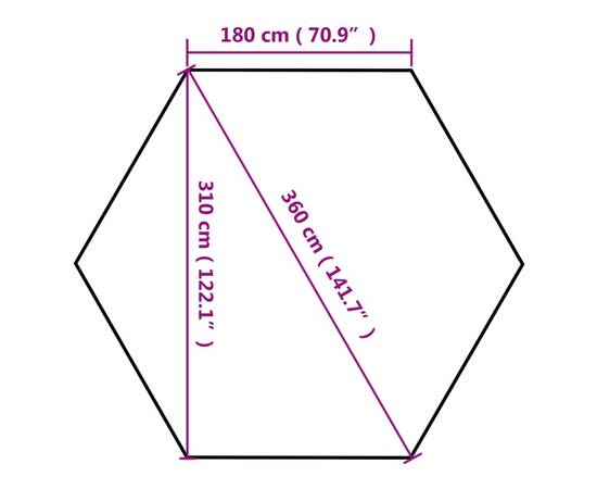 Foișor pliabil hexagonal pop-up gri taupe 3,6x3,1 m 220g/m², 9 image
