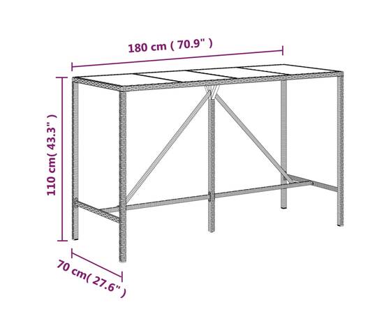 Set bar pentru grădină, 9 piese, negru, poliratan/lemn acacia, 7 image