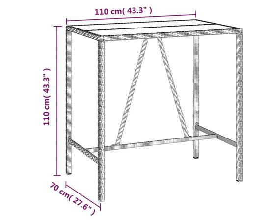 Set mobilier bar de grădină cu perne, 7 piese, gri, poliratan, 7 image