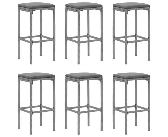 Set mobilier bar de grădină cu perne, 7 piese, gri, poliratan, 4 image