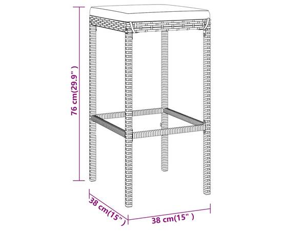 Set mobilier bar de grădină cu perne, 9 piese, negru, poliratan, 8 image