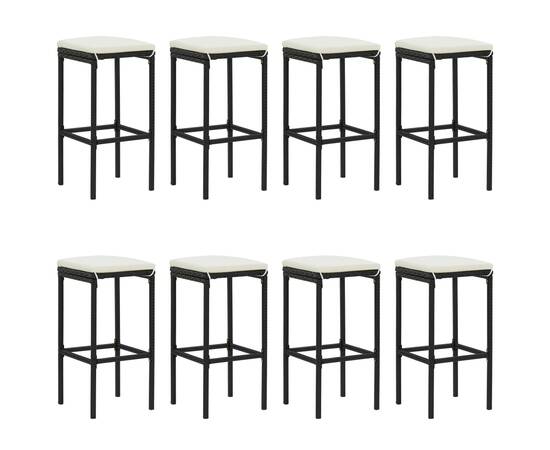 Set mobilier bar de grădină cu perne, 9 piese, negru, poliratan, 4 image