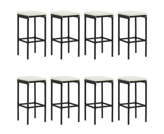 Set mobilier bar de grădină cu perne, 9 piese, negru, poliratan, 4 image