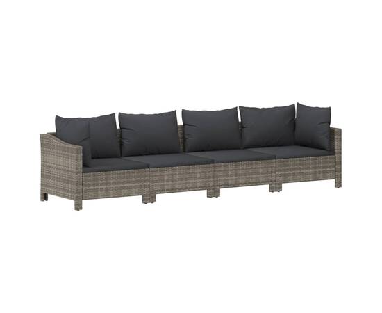 Set mobilier de grădină cu perne, 9 piese, gri, poliratan, 6 image