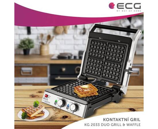 Grill si vafe ecg kg 2033 duo, 2000 w, 2 termostate independente, 2 image