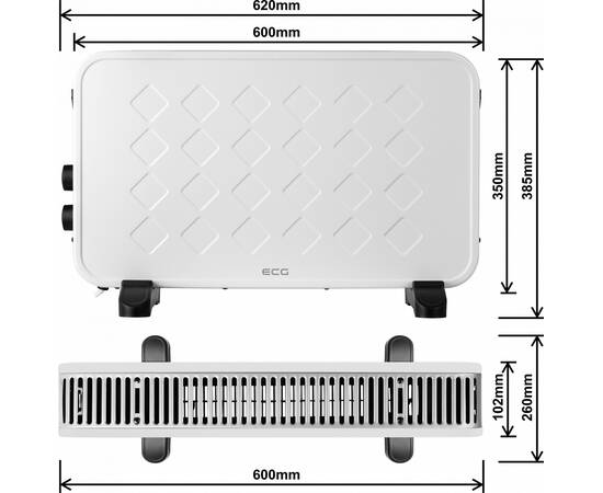 Convector electric de podea ecg tk 2070 alb, 2000w, 2 trepte de putere, 9 image