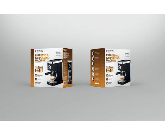 Espressor manual ecg esp 20301 negru, 1450 w,1.25 l, dispozitiv spumare, 20 bar, 22 image
