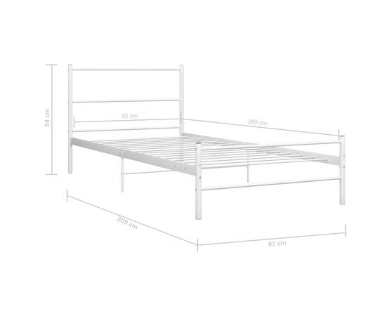 Cadru de pat, alb, 90 x 200 cm, metal, 7 image