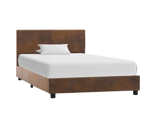 Cadru de pat, maro, 100x200 cm, piele întoarsă ecologică