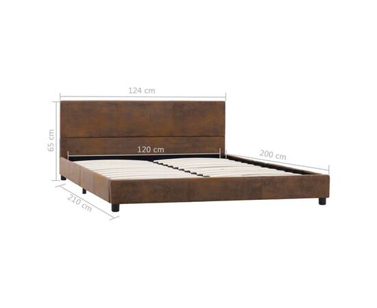 Cadru de pat, maro, 120x200 cm, piele întoarsă ecologică, 7 image