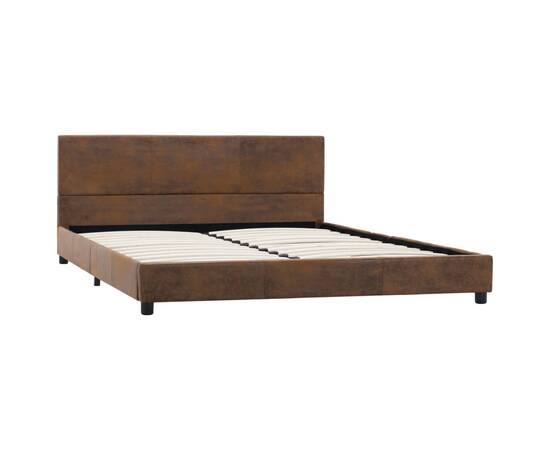 Cadru de pat, maro, 120x200 cm, piele întoarsă ecologică, 2 image