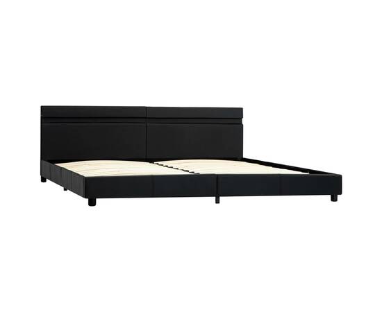 Cadru de pat cu led, negru, 180 x 200 cm, piele ecologică, 3 image