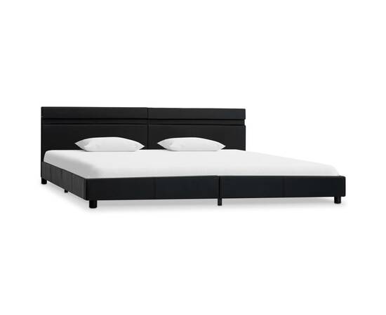 Cadru de pat cu led, negru, 180 x 200 cm, piele ecologică, 2 image