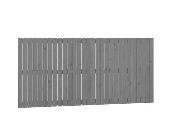 Tăblie de pat pentru perete, gri, 185x3x90 cm, lemn masiv pin, 2 image