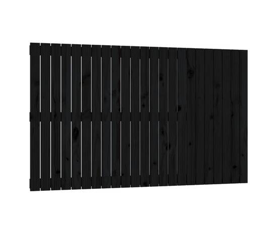 Tăblie de pat pentru perete, negru, 147x3x90 cm, lemn masiv pin, 2 image